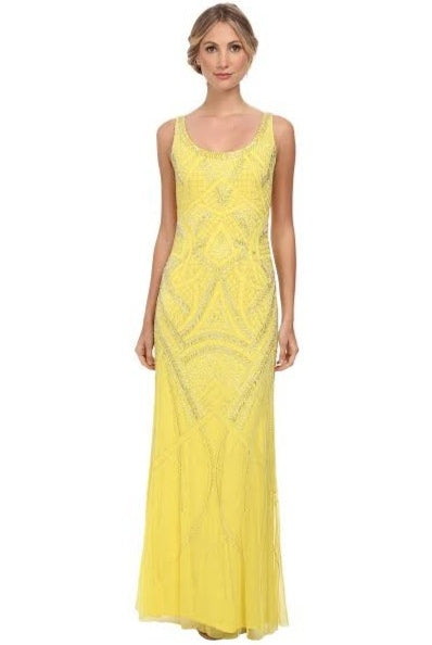 Adrianna Papell Yellow Sequins Long ...